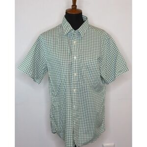 Untuckit Shirt Mens L Green Gingham Check Voss Short Sleeve Slim Fit Button Up